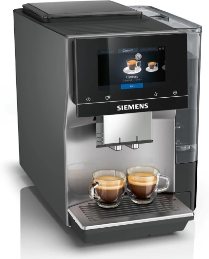 Siemens, machine à café à grain entièrement automatique, EQ700, écran iSelect, coffeeWorld, avec Cold Brew et Slow Brew, cappuccinatore, Home Connect, gris anthracite, TP715R01 classic