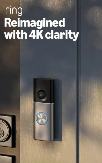 Ring Wired Video Doorbell Pro (newest gen) Hardwired - Video Doorbell Camera - Retinal 4K, up to 10x Enhanced Zoom - Wide Field of View - Radar Detection - 30-day free trial of Ring Subscription Plan