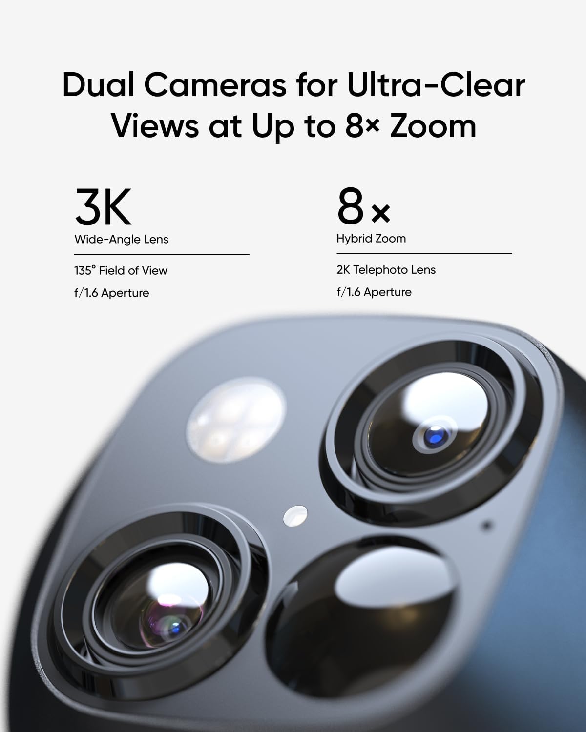 Eufy Security SoloCam S340 Dual Cameras Solar Security Camera Outdoor Wireless, 3K Home Security Camera, 360° Surveillance, No Blind Spots, 2.4 GHz Wi-Fi, HomeBase S380 Compatible, No Monthly Fee Black+white Solo