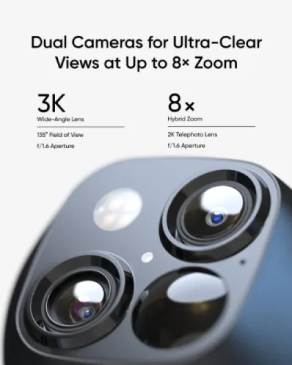 Eufy Security SoloCam S340 Dual Cameras Solar Security Camera Outdoor Wireless, 3K Home Security Camera, 360° Surveillance, No Blind Spots, 2.4 GHz Wi-Fi, HomeBase S380 Compatible, No Monthly Fee Black+white Solo