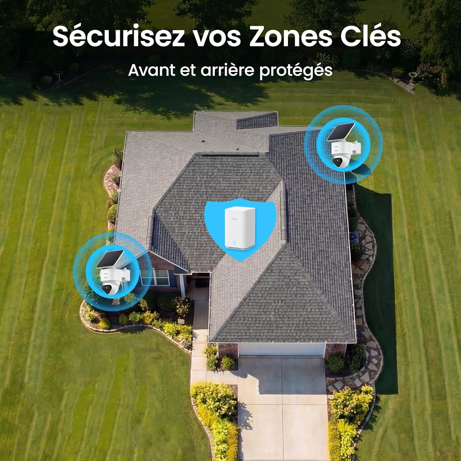 4K T2 Ultra Camera Surveillance WiFi Exterieure sans Fil Solaire, 2 Cam-Kit & aosuBase 2.0, 8MP Vision Nocturne, sans Abonnement, 32 Go Local & 1 to Extensible, 360° Panorama Suivi IA, 5G/2,4G 2 Cam & aosubase 2.0 Kit