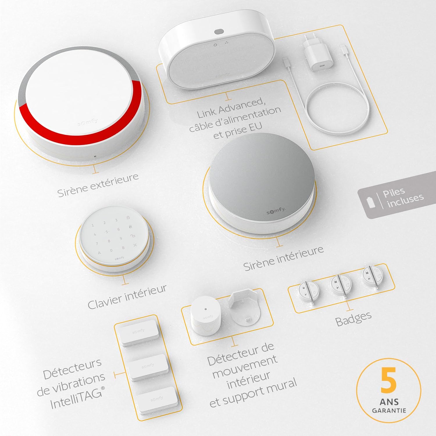 1875255 - Home Alarm Advanced Plus, Alarme Maison connectée avec détection Avant Intrusion, Compatible avec Alexa, Google et Tahoma, Télésurveillance en Option sans Engagement, Made in France Avec Sirène extérieure