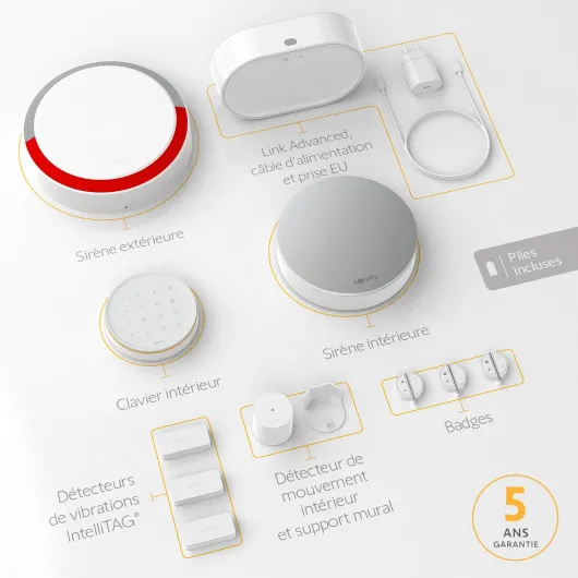 1875255 - Home Alarm Advanced Plus, Alarme Maison connectée avec détection Avant Intrusion, Compatible avec Alexa, Google et Tahoma, Télésurveillance en Option sans Engagement, Made in France Avec Sirène extérieure