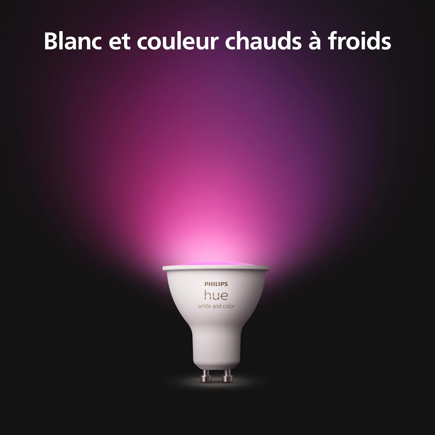 White and Color Ambiance, Ampoule connectée GU10, lumière Blanche et Couleur, Compatible Bluetooth, contrôle Vocal avec Alexa, Apple Home et Google Assistant, Blanc Nouvelle Génération 1 Unità (Confezione da 1) 16 Mio - Couleurs