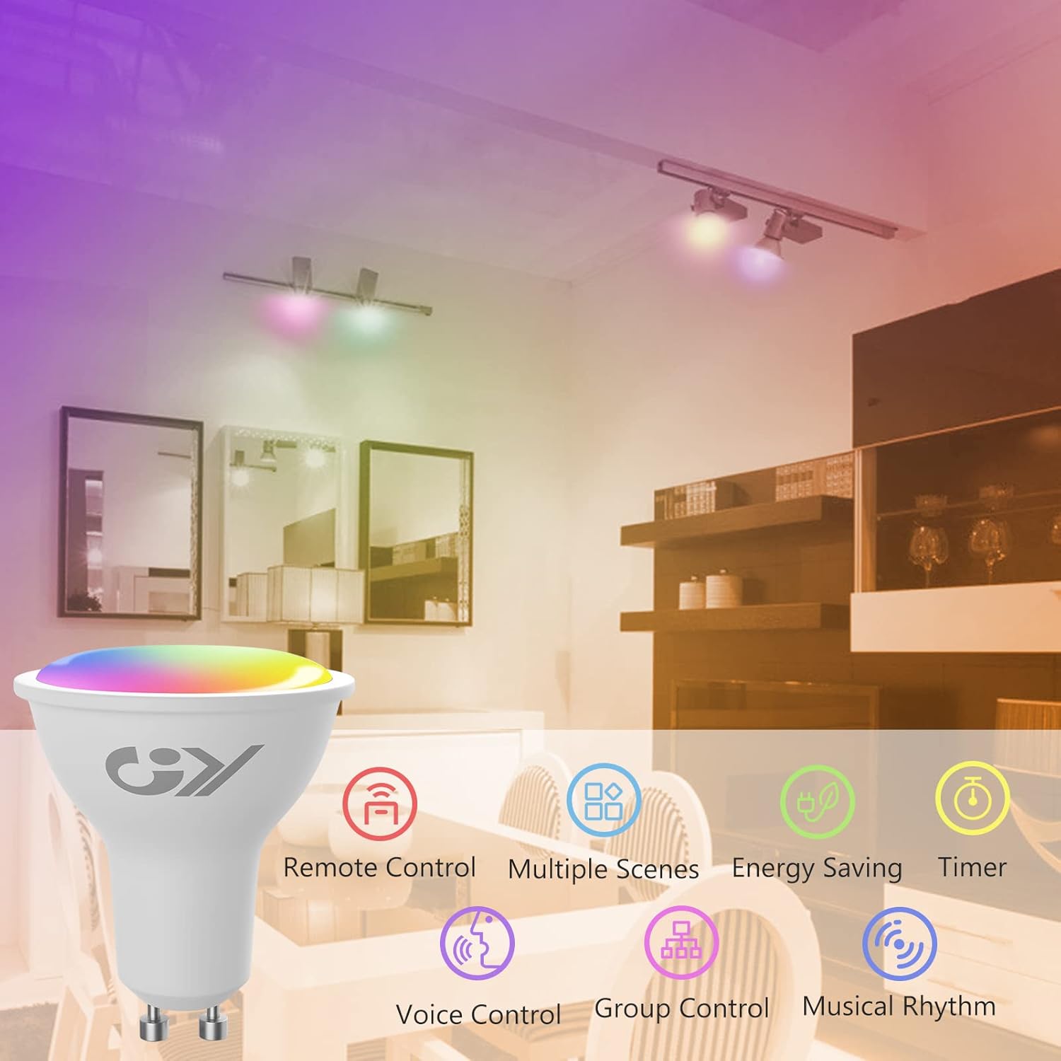 Ampoule Connectée GU10 WiFi 7W 500LM, Ampoules LED RGB + CCT (2700K-6500K) Dimmable, Smart Life Control, Ampoule Intelligente Compatible avec Alexa/Google Home, Lot de 6 Wifi-gu10 Lot de 6