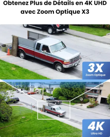 4K PTZ Caméra Surveillance Wi-FI 6 Extérieure Zoom Optique 3X Suivi Auto, Détection Humain/Véhicule/Animaux, Vision Nocturne en Couleur 2,4 / 5GHz Audio Bidirectionnel, E1 Outdoor Pro Blanc