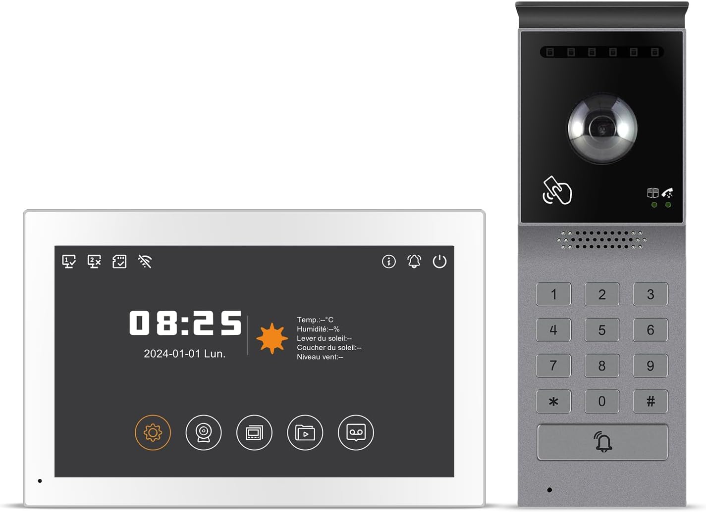 Visiophone Filaire Connecté à 2 Fils,Interphone Vidéo IP WiFi avec 7'' écran Tactile,Résolution 1080P,Unlock à Distance Via APP/IC Cartes,Audio Bidirectionnel, NO/NC Verrouillage de Porte