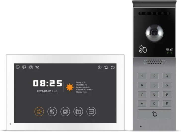 Visiophone Filaire Connecté à 2 Fils,Interphone Vidéo IP WiFi avec 7'' écran Tactile,Résolution 1080P,Unlock à Distance Via APP/IC Cartes,Audio Bidirectionnel, NO/NC Verrouillage de Porte
