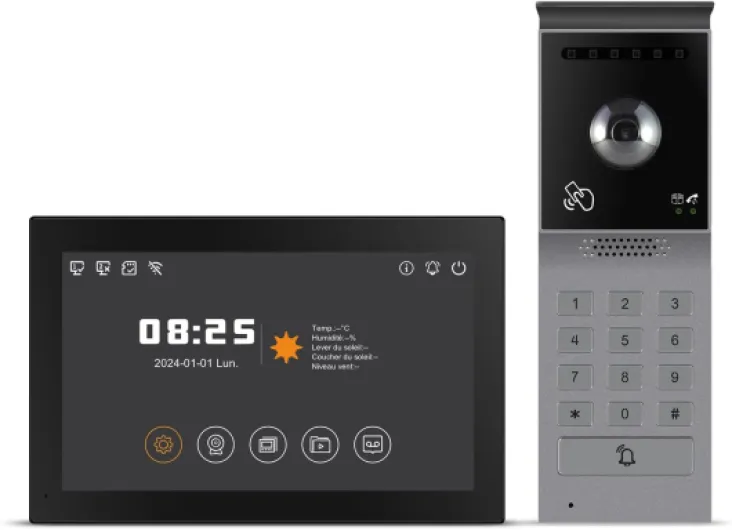 Visiophone Filaire Connecté à 2 Fils,Interphone Vidéo IP WiFi avec 7'' écran Tactile,Résolution 1080P,Unlock à Distance Via APP/IC Cartes,Audio Bidirectionnel, Connecté,Option IC Carte