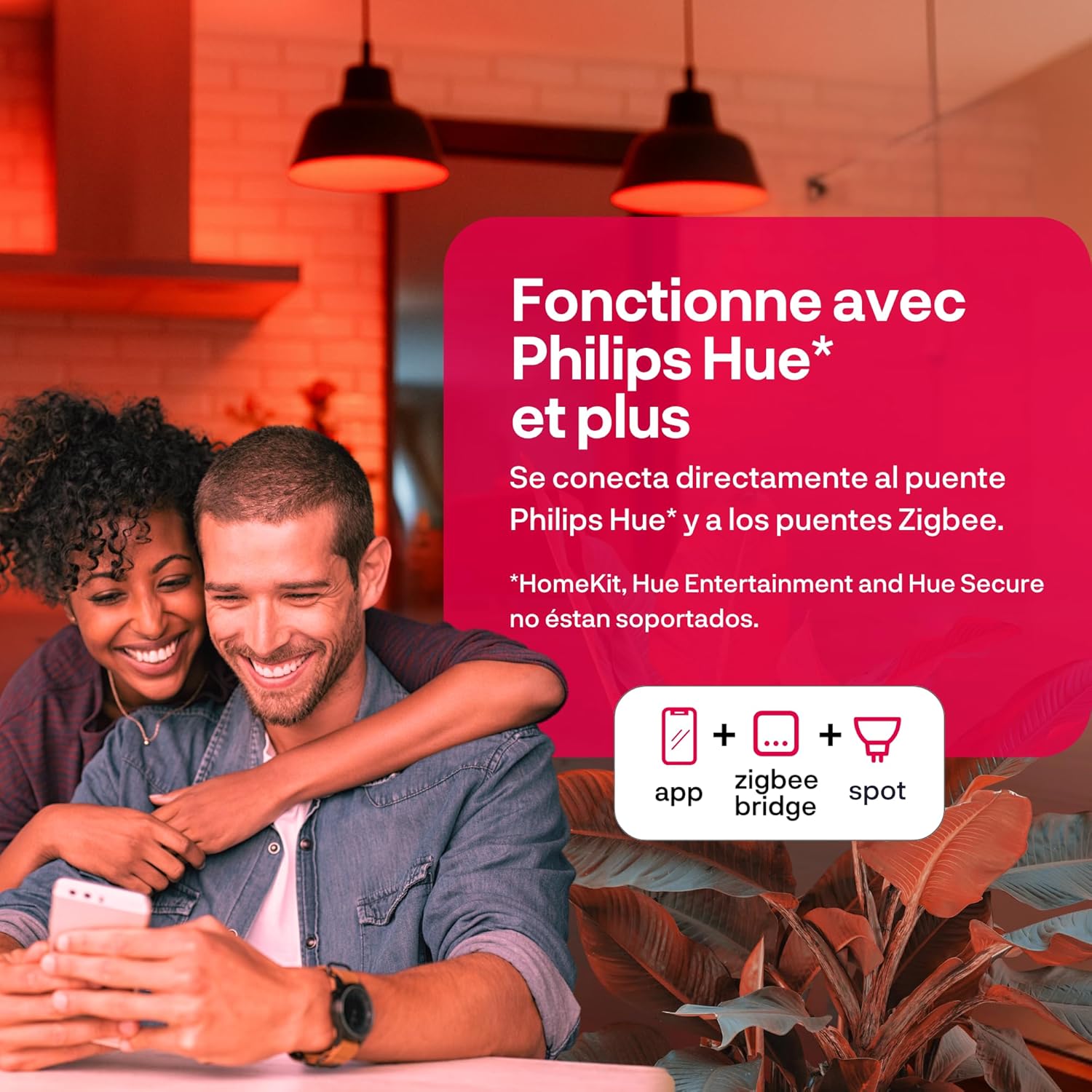 Zigbee GU10 Ampoule Connectée, Fonctionne avec Hue* et Alexa (Pont Requis), Spot Blanc et Couleur, 16 Millions de Couleurs, Ampoules RGB, LED Lampe, Intensité Variable, 410 lumens - 4 Pièces White & Colour - 410 Lumen 4 pièces