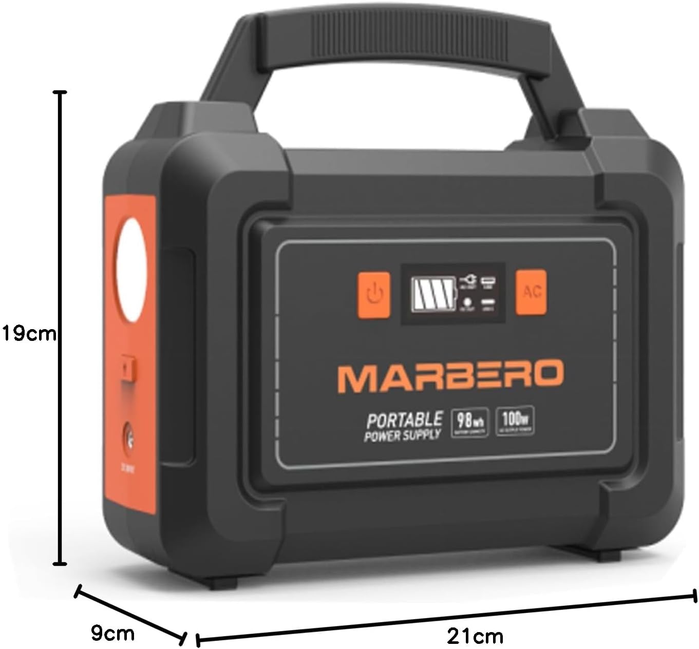 MARBERO 98Wh Station Électrique Portable 26,400mAh Générateur Solaire avec 220V Prise CA 100W Ports USB Type-C LED Generateur Electrique Portable pour L'Extérieur Domestique Urgence Voyage Jardin Orange