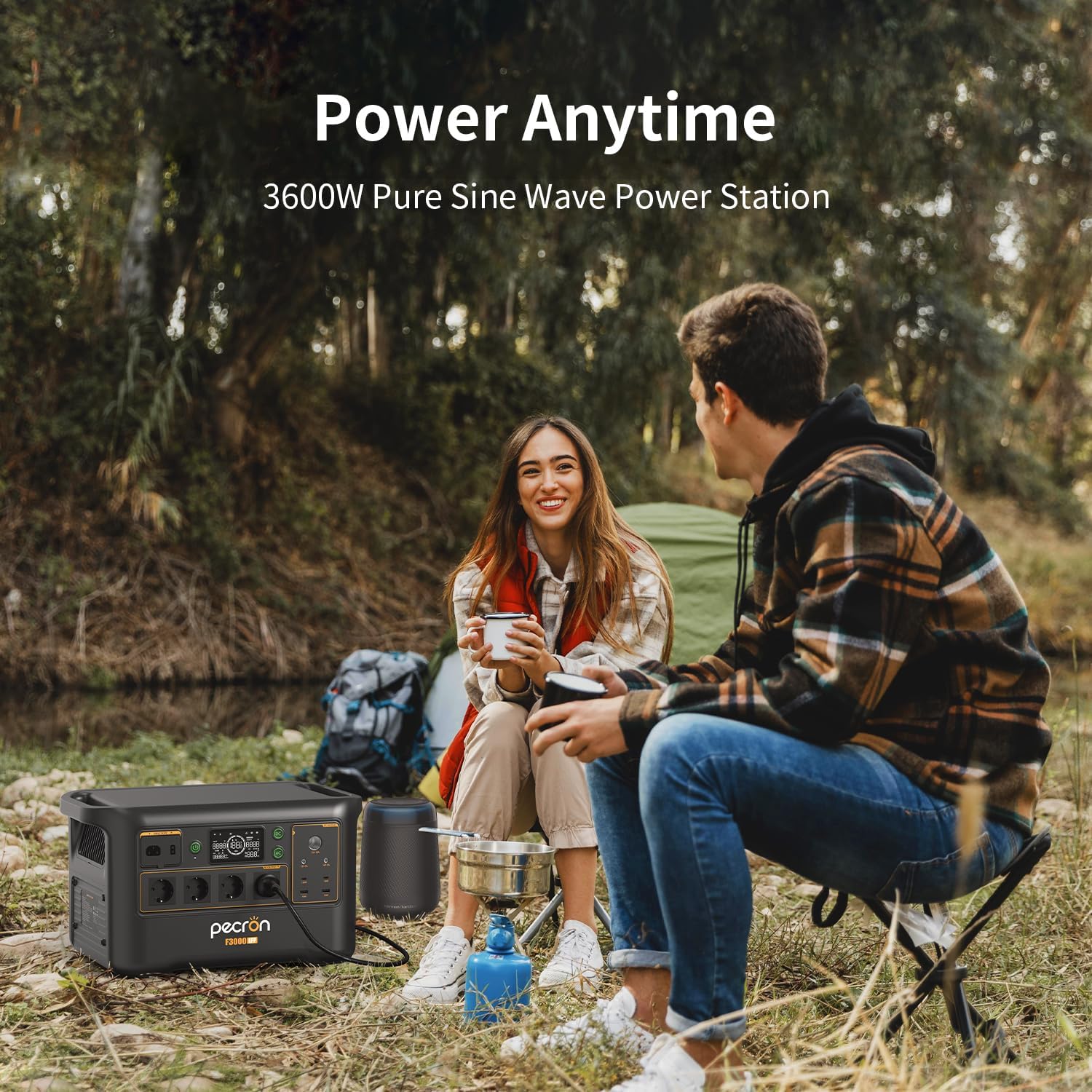 Station électrique portable F3000LFP Pecron, 4 prises AC 3600W/3072Wh générateur solaire, batterie LiFePO4 recharge rapide pour usage domestique F3000 LFP EU