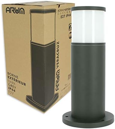 LIGHTING - Lot de 4 Bornes Extérieures VERACRUZ Gris Anthracite (H 35cm), Luminaire de Jardin en Fonte d'Aluminium, Culot E27 Large, Étanche IP44, Design Moderne (Sans Ampoule) Ampoule E27 Veracruz IP44 x4