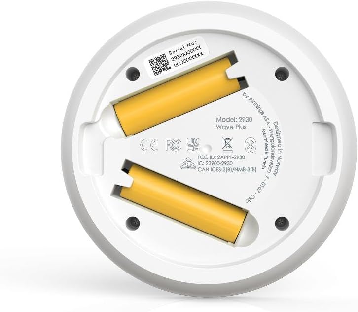 2930 Wave Plus - Détecteur de Radon et de la Qualité de l’Air avec Détecteur de CO2, COV, Pression Atmosphérique, Humidité et Température Blanc