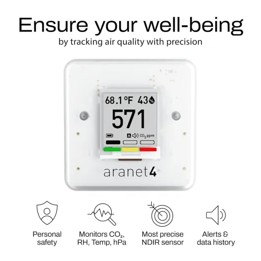 Aranet4 Home Capteur de qualité d'air intérieur sans fil pour la maison, le bureau ou l'école [CO2, température, humidité et plus] portable