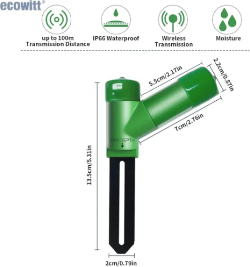 Capteur d'humidité du sol intelligent, testeur d'humidité du sol, passerelle nécessaire, mesure précise, sonde capacitive, humidimètre pour plantation de jardin, accessoire uniquement, lot de WH51A 4 Pieces