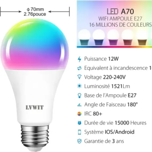 Test LVWIT 12W Ampoule E27 Connectée : des ampoules Wi-Fi pas chères qui font (presque) tout le boulot