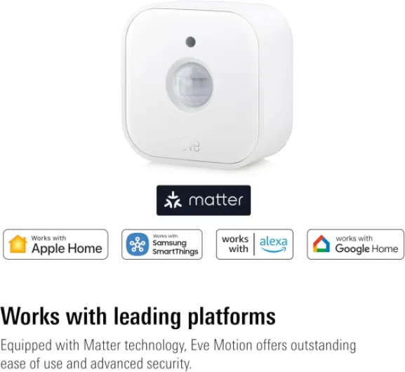 Motion (Matter) Lot de 3 - Détecteur de mouvements Intelligent avec capteur de luminosité, IPX3, Fonctionne avec Apple Home, Alexa, Google Home, SmartThings, Nécessite Un concentrateur Eve Motion (Matter), Lot de 3