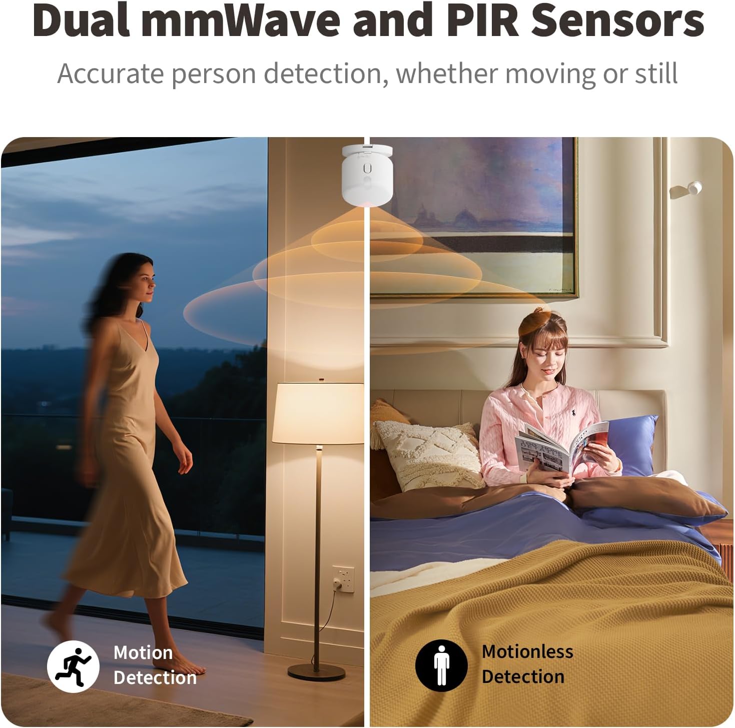 Détecteur de Présence sans Fils 5-en-1 FP300, Thread/Zigbee,Radar mmW+PIR,Détection de Mouvement/Présence/Lumière/Température/Humidité,Compatible avec Apple Home,Alexa,Home Assistant,Google