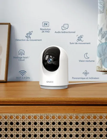 2K(3MP) Caméra Surveillance Intérieure 2.4G/5GHz WiFi(Lot de 4), 360° PTZ Caméra Surveillance Intérieure Maison, Vision Nocturne, Détection IA, Audio Bidirectionnel, Alertes, Compatible Alexa Blanc-4 Pack