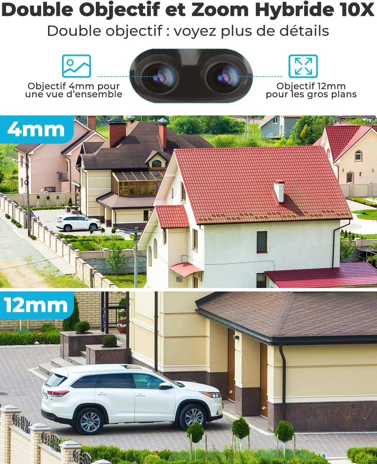 [DC&PoE 2,5K PTZ WiFi Caméra Surveillance Intérieure et Extérieure avec Zoom Hybride 10X,360° WiFi Caméra IP Dôme CCTV Double Objectif avec Suivi Automatique,IK10 Vandalisme,IP66 étanche
