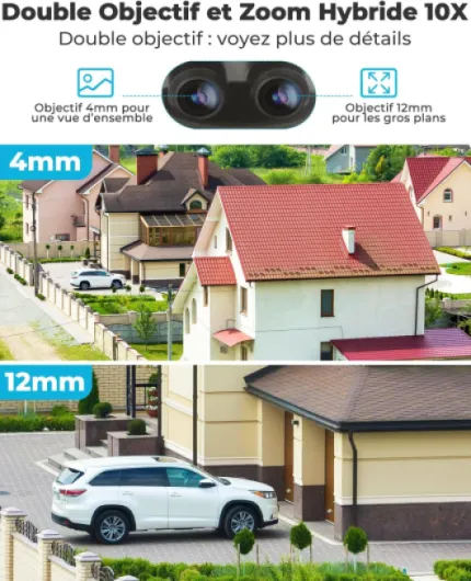 [DC&PoE 2,5K PTZ WiFi Caméra Surveillance Intérieure et Extérieure avec Zoom Hybride 10X,360° WiFi Caméra IP Dôme CCTV Double Objectif avec Suivi Automatique,IK10 Vandalisme,IP66 étanche