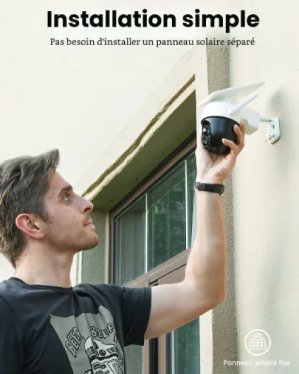 2 Paquets 2K Camera Surveillance WiFi Exterieure sans Fil Camera Solaire WiFi Exterieur, 3MP 360°Panoramique PTZ, Vision Vocturne, Alarme Lumineuse et Sonore, Audio Bidirectionnel