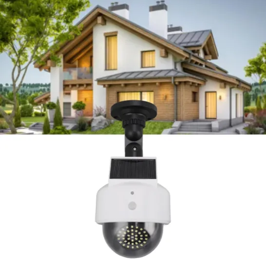 Fausse Caméra Solaire Factice de sécurité Extérieure, Caméra de Surveillance Simulée à énergie Solaire pour Intérieur et Extérieur – Dissuadez Les Criminels et Protégez Votre