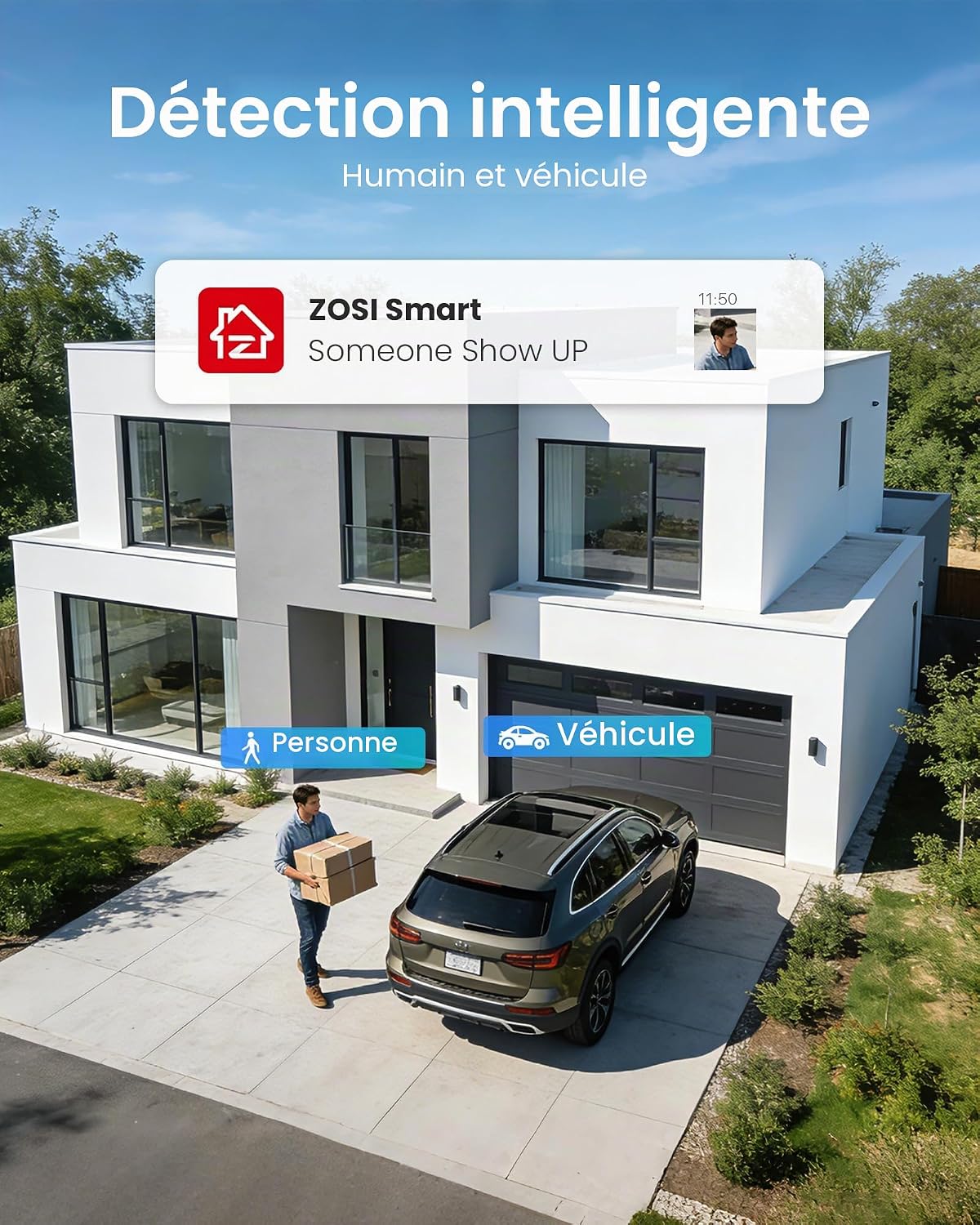 H.265+ 8CH 5MP Lite DVR Enregistreur Vidéo Numérique avec 4X Caméra de Surveillance 2MP, Détection de Mouvement et Notifications Push Vision Nocturne 80ft App Gratuite-San Disque Dur Noir