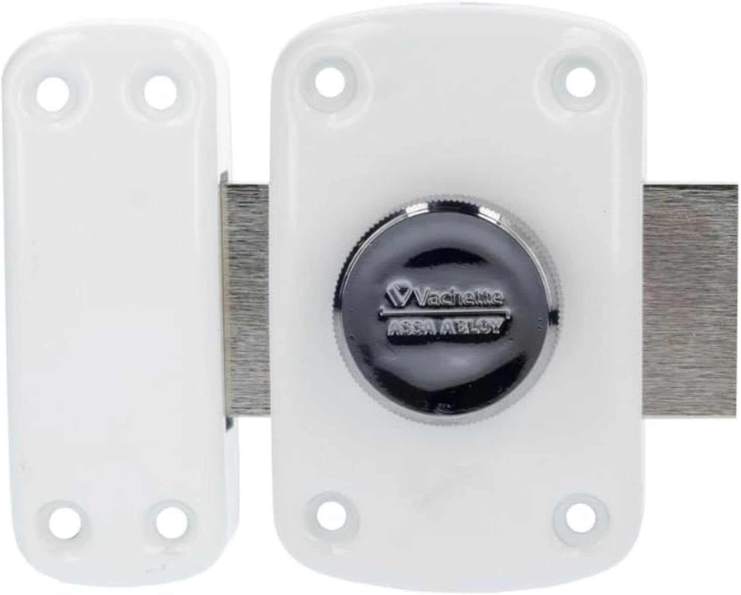 Verrou de porte Bouton/Cylindre CYCLOP Blanc - Ouverture à Bouton intérieur, Clé extérieur - Cylindre ø 23 mm, Longueur 45 mm, 5 goupilles - Anti crochetage - 3 clés 45mm ø23mm Blanc Bouton / Cylindre