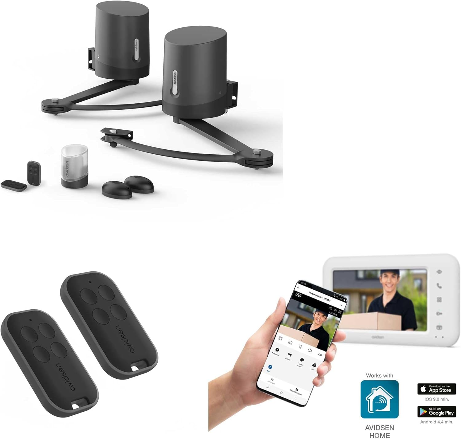Pack Connecté - Motorisation Portail Battant Orane Connect + Visiophone Elia Smart 2 - Inclus : 4 Télécommandes, Capteur de Position, Écran 7" - Compatible Alexa & Google Home