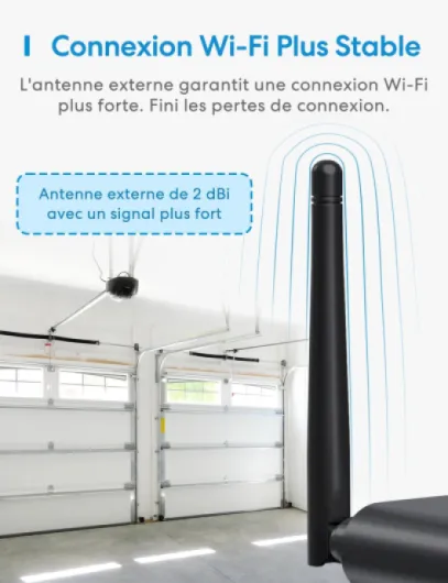 Ouvre-Porte de Garage Connecté avec Antenne Externe pour 3 Portes, Compatible CarPlay, Apple HomeKit, Siri, Alexa et Google, Contrôle Via App, Fermeture Automatique et Notifications Noir Compatible HomeKit