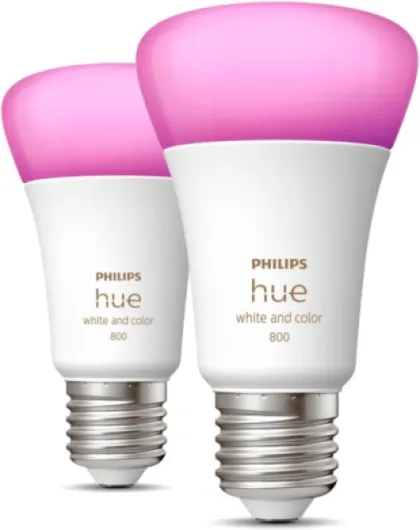 White & Color Ambiance Ampoules LED Connectées E27, équivalent 60W, 800 lumen, Compatible Bluetooth, pack de 2, fonctionne avec Alexa, Google Assistant, Apple Homekit, ancienne génération