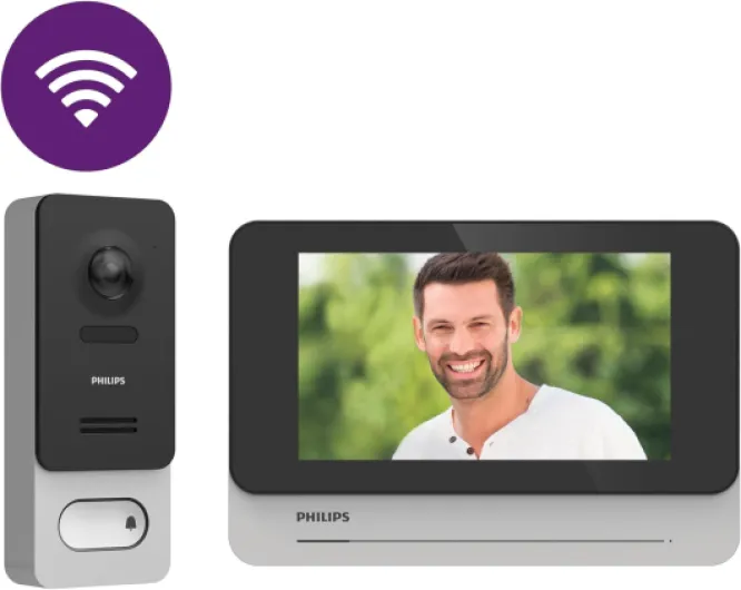 WelcomeEye Wireless, Visiophone Connecté sans Fil, Interphone Vidéo Batterie Rechargeable, Écran Tactile 7 Pouces, Portée 350m, Caméra 1080p Vision Nocturne, Application Smartphone, Noir