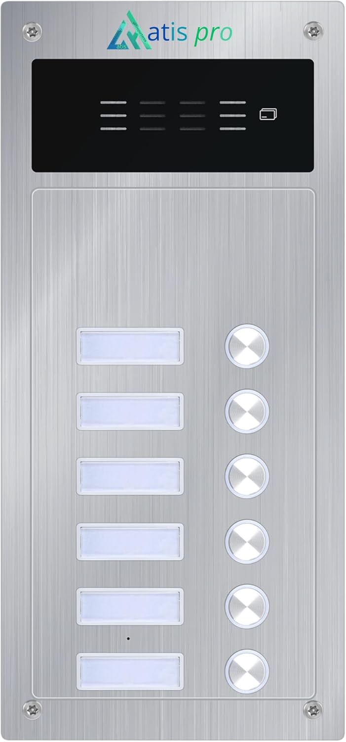 Kit interphone Audio 2 Fils pour immeuble – Anti-vandalisme avec Lecteur RFID – Kit Complet avec combinés et Alimentation – Installation encastrée ou en Surface – Très Facile à Installer 6 logements