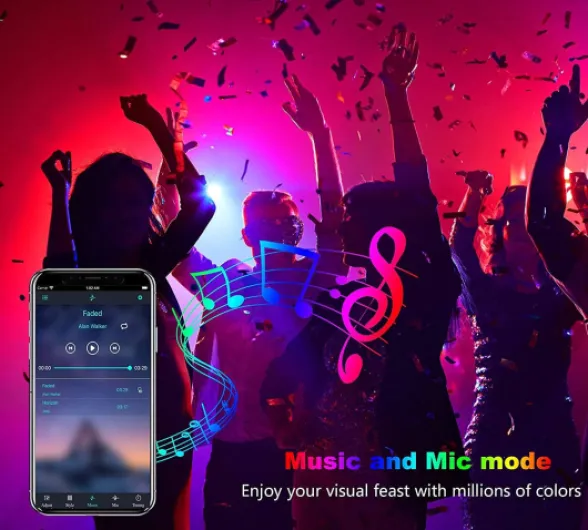 Ruban LED 15M RGB - Bande LED avec 44 Touches Télécommande,Contrôlé par APP du Bluetooth,Convient pour les fêtes - La décoration de la maison