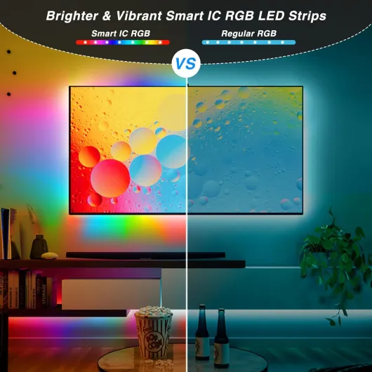 2M RGB Ruban LED Smart IC, 5V Bande LED COB Adressable Couleur Changement, Decoupable Bandeau LEDs avec Sync Musique APP Control Telecommande, pour Cuisine Chambre TV Bar Pâques Déco Rgbic 2M(USB)