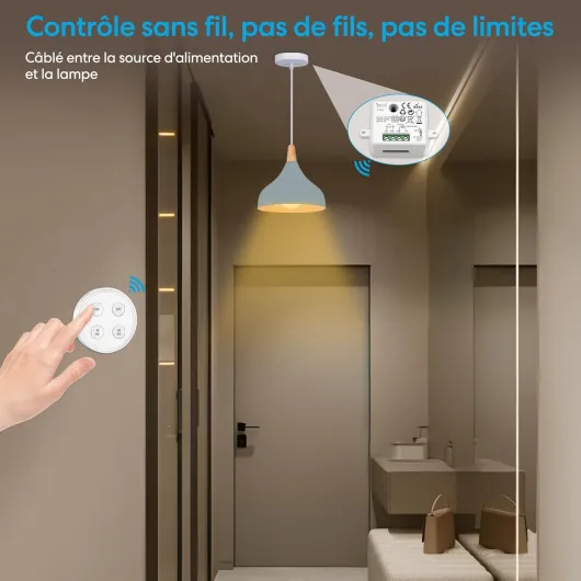 Kit Interrupteur Sans Fil, Avec Minuterie 10min 30min, Récepteur 2500W, Emetteur Radio 868Mhz, Va et Vient, Commande à Distance Mural Pour Eclairage VMC
