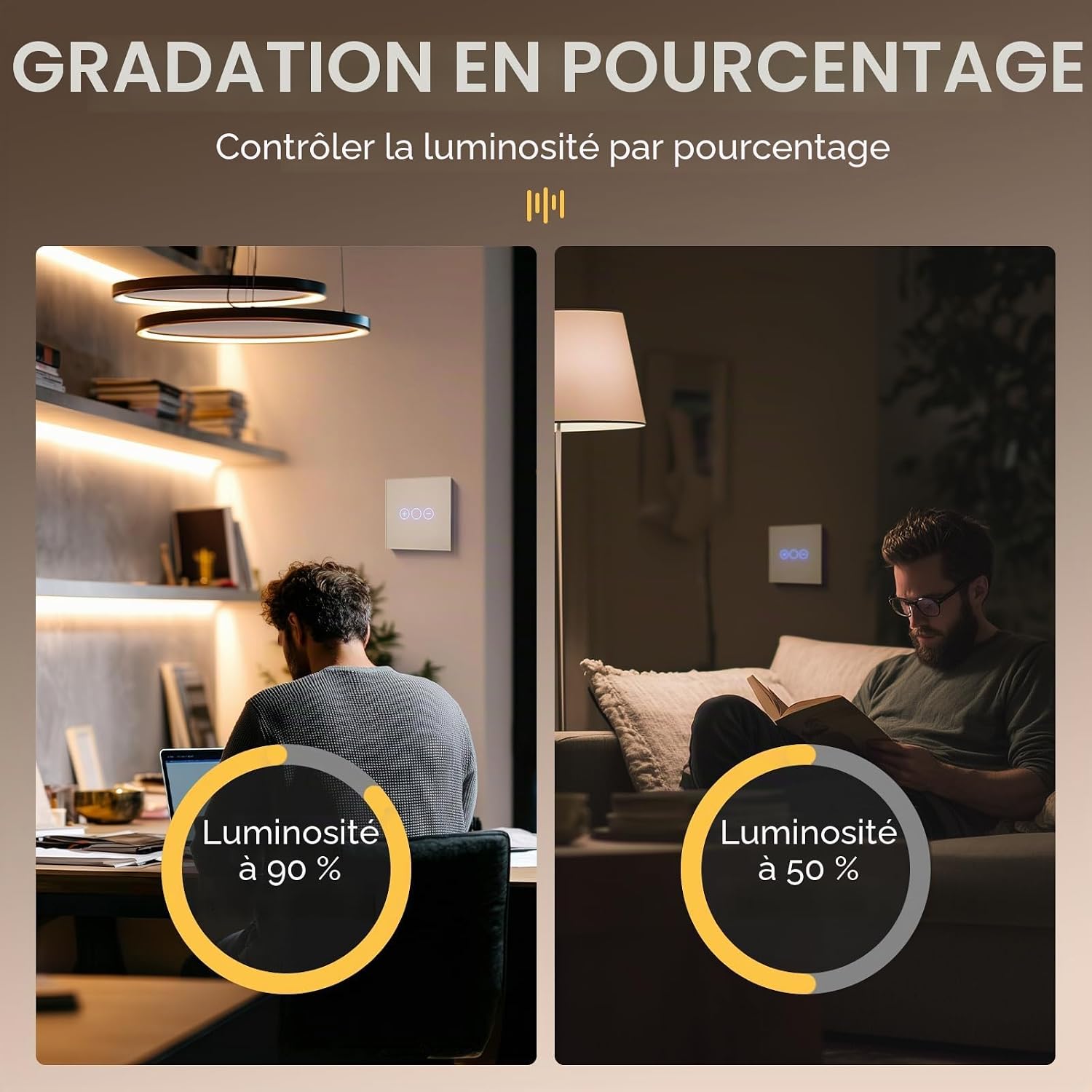 Interrupteur Gradateur, Tactile Interrupteur, Mural Panneaux en Verre Trempé Fonctionne avec Des Lumières, LED Nécessite Une Intensité Variable, No WIFI, 1 Gang 1 Voie, Blanc Dimmer 1 Gang 1 Voie-86mm Blanc