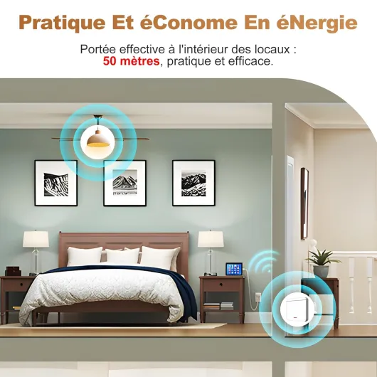 Interrupteur Sans Fil 433Mhz - Interrupteur Va et Vient Sans Fil avec Récepteur 2200W/10A (Kit 2 pièce 3 in 1 interrupteurs + 3 récepteurs)