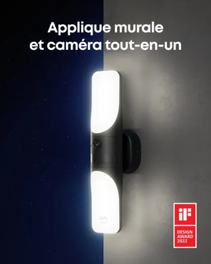 Wired Wall Light Cam S100, caméra de sécurité extérieure, caméra 2K avec lumière 1200 lumens, vision nocturne couleur, lumière activée par les mouvements, pas de frais mensuels 1 pièce
