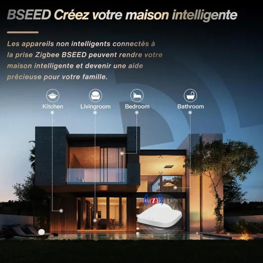 Prise Connectée Programmable, Zigbee Prise Electrique Intelligente Compatible avec Alexa/Google Home/Tuya APP, Prises de courant Zigbee(hub ZigBee nécessaire), 86mm, Blanc Zigbee- 1 Prise - 86mm Blanc