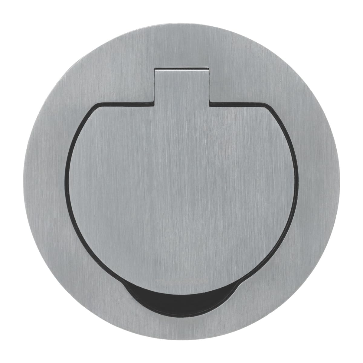 Prise de Sol Étanche Ronde Simple 16A 2P+T IP55 - Métal Brossé Gris - Couvercle à Charnière Renforcée et Bornes Automatiques - Dimensions Compactes - 1 Poste 1 Poste - Ronde
