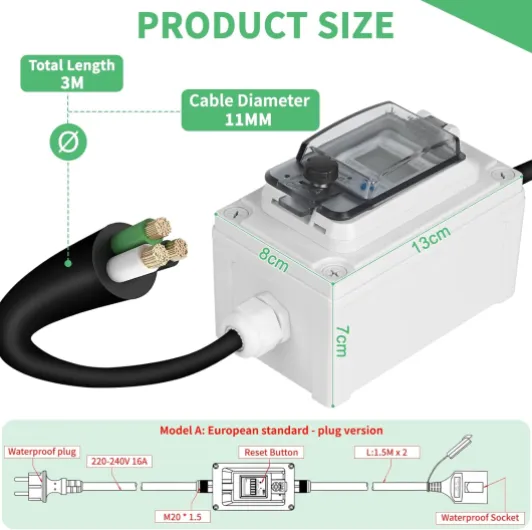SWAWIS Compteur Electrique Numérique Mobile 230V IP67 Wattmetre Mobile Extérieur KWH Wattmetre Prise avec LED/Réinitialisation, Prise Compteur D'énergie pour Camping-cars Véhicules Electriques Fiche et Prise Euro