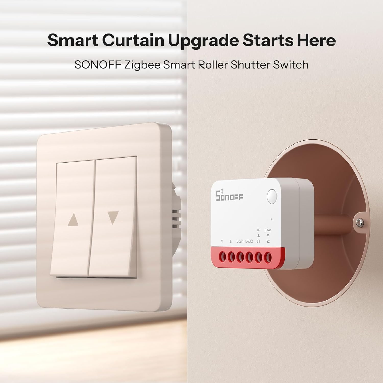 MINI-ZBRBS Zigbee Lot de 4 commutateurs intelligents pour volet roulant, taille mini, contrôle en pourcentage, répéteur Zigbee, assistant Alexa/Google/Home, fil neutre requis, lot de 4 4 Pack