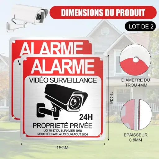 Test plaques vidéo surveillance 15x15 Bafiwu : simples, visibles et sans chichis
