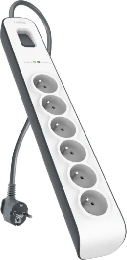 Parafoudre 6 prises, 650 Joules, cordon 2 m Blanc