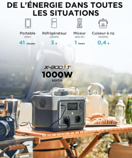 Station électrique portable ECOFLOW RIVER 2 MAX, batterie LiFeP04, 512 Wh charge rapide en 1 heure, sortie 1000 W avec X-boost, générateur solaire pour extérieur, camping-cars,domestique,balcon RIVER 2 MAX (512Wh)