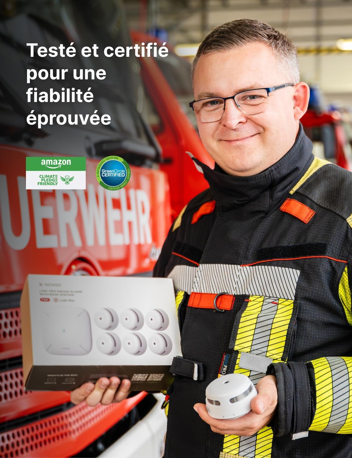 X-Sense Détecteur de Fumée Connecté, Kit de Sécurité pour la Maison avec SBS50 Station de Base, Conforme à la Norme EN14604, Compatible avec l'Appli X-Sense Home Security, FS31 Ensemble 3 Détecteurs de fumée & 1 Station de base