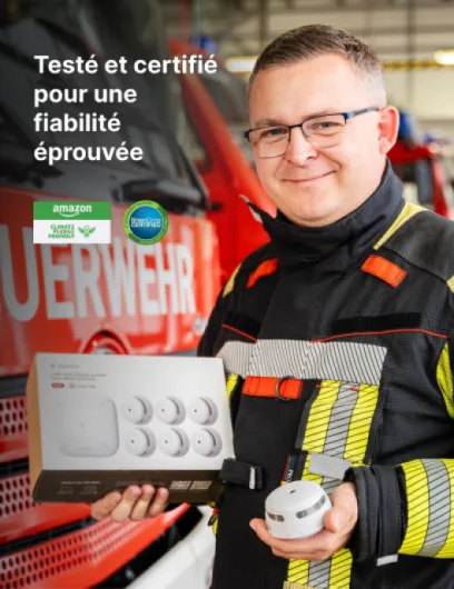 X-Sense Détecteur de Fumée Connecté, Kit de Sécurité pour la Maison avec SBS50 Station de Base, Conforme à la Norme EN14604, Compatible avec l'Appli X-Sense Home Security, FS31 Ensemble 3 Détecteurs de fumée & 1 Station de base